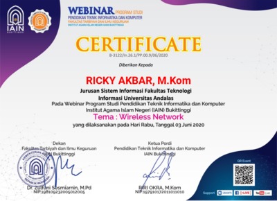 Sertifikat Webinar Ptik Uin Bukittinggi Document Repository Universitas Andalas